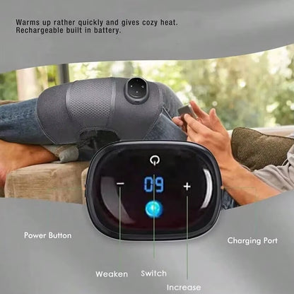 Heated and Vibrating Knee Massage Pad, Intelligent Button, Adjustable Multi-Level, LED Display