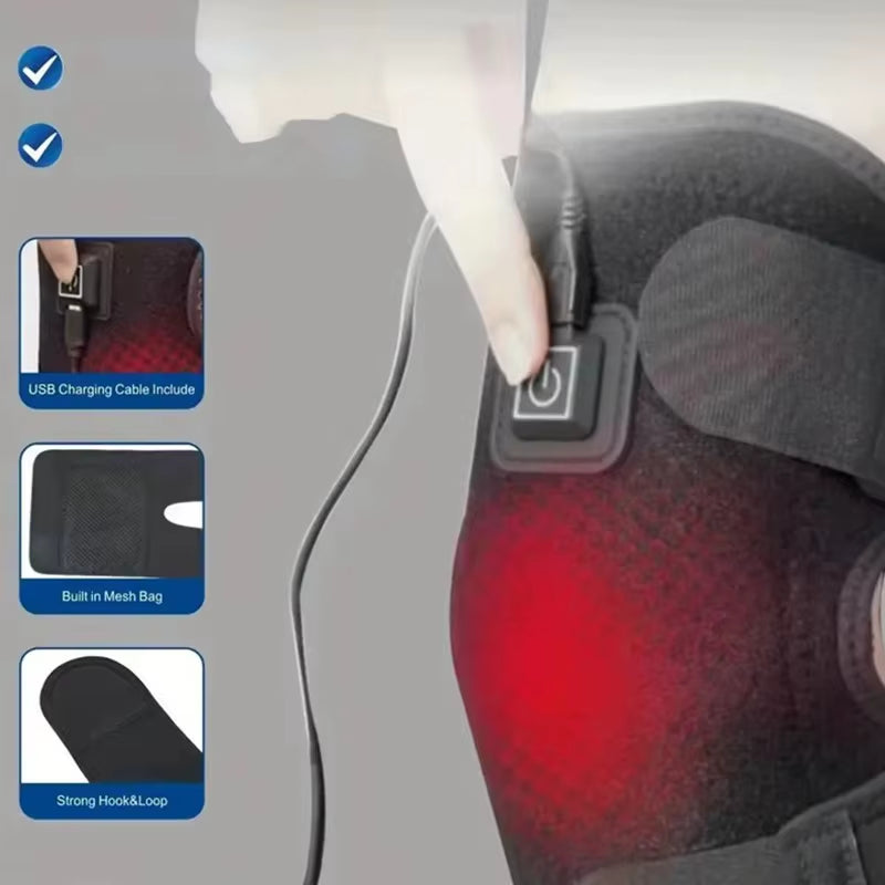 Heated and Vibrating Knee Massage Pad, Intelligent Button, Adjustable Multi-Level, LED Display