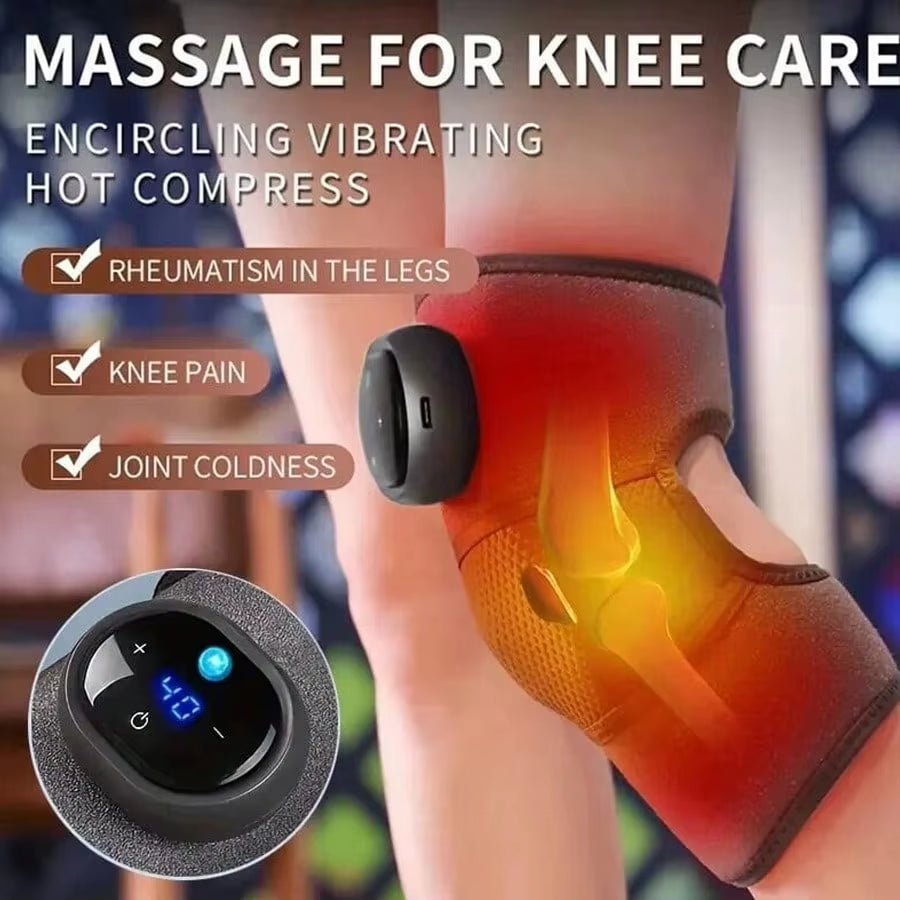 Heated and Vibrating Knee Massage Pad, Intelligent Button, Adjustable Multi-Level, LED Display